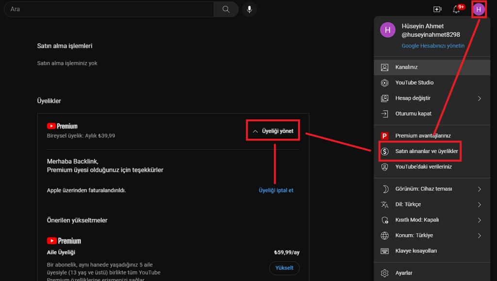 2023: Youtube Premium Nasıl İptal Edilir? (Hızlı Adım) 3 youtube premium iptal etme